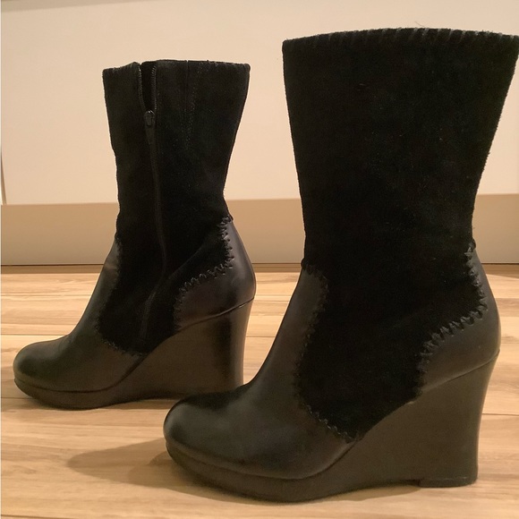 Vintage Suede and leather platform wedge heel boots 3.25” - Picture 11 of 12